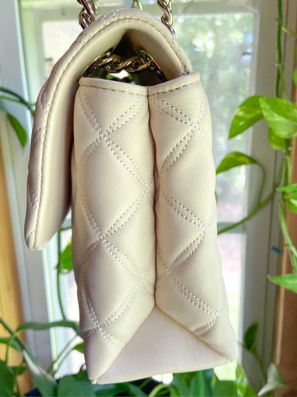 Kate Spade Natalia Medium Flap Quilted Leather Shoulder Bag Parchment-Clean Girl